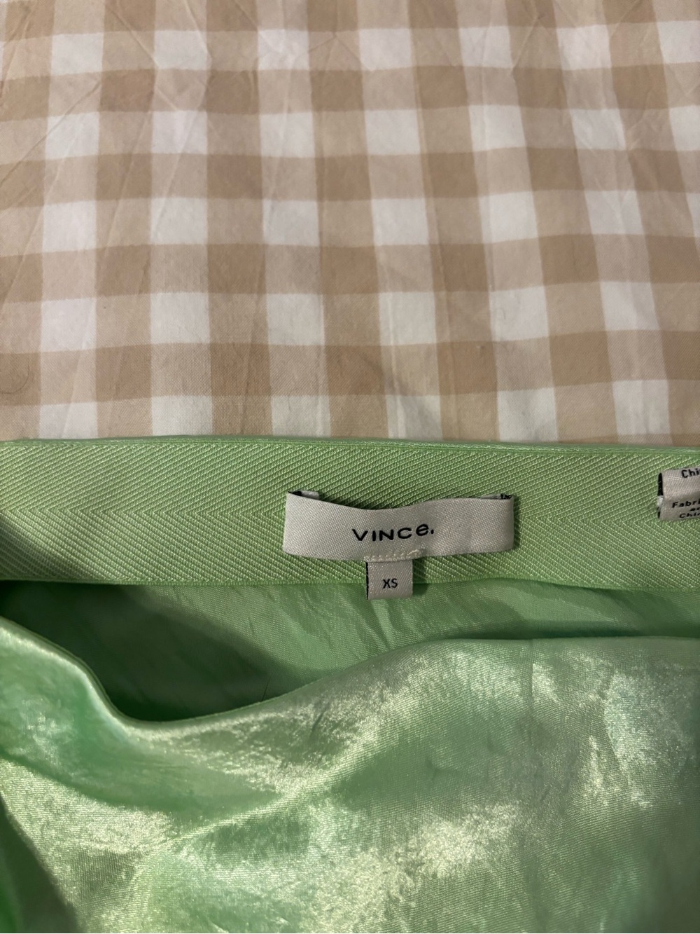 VINCE Satin A-Line Lime Green Midi Skirt - Picture 2 of 4